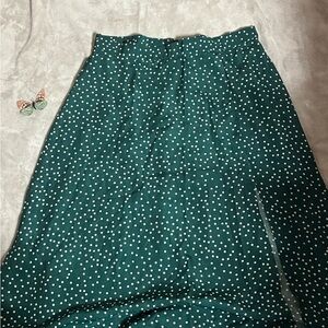 SHEIN Green Polka Dot Midi Skirt